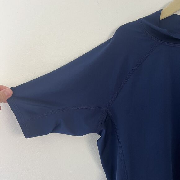 Land’s End Boys Navy Short-Sleeve Rash Guard Swim‎ Shirt Size Large 10-12 - Picture 2 of 9